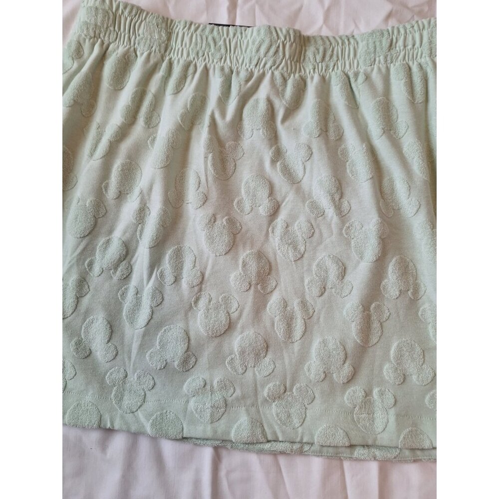 Disney Mickey Mouse Skort Womens Green Sz L 38" Waist Terry Embossed Skort - Picture 2 of 7